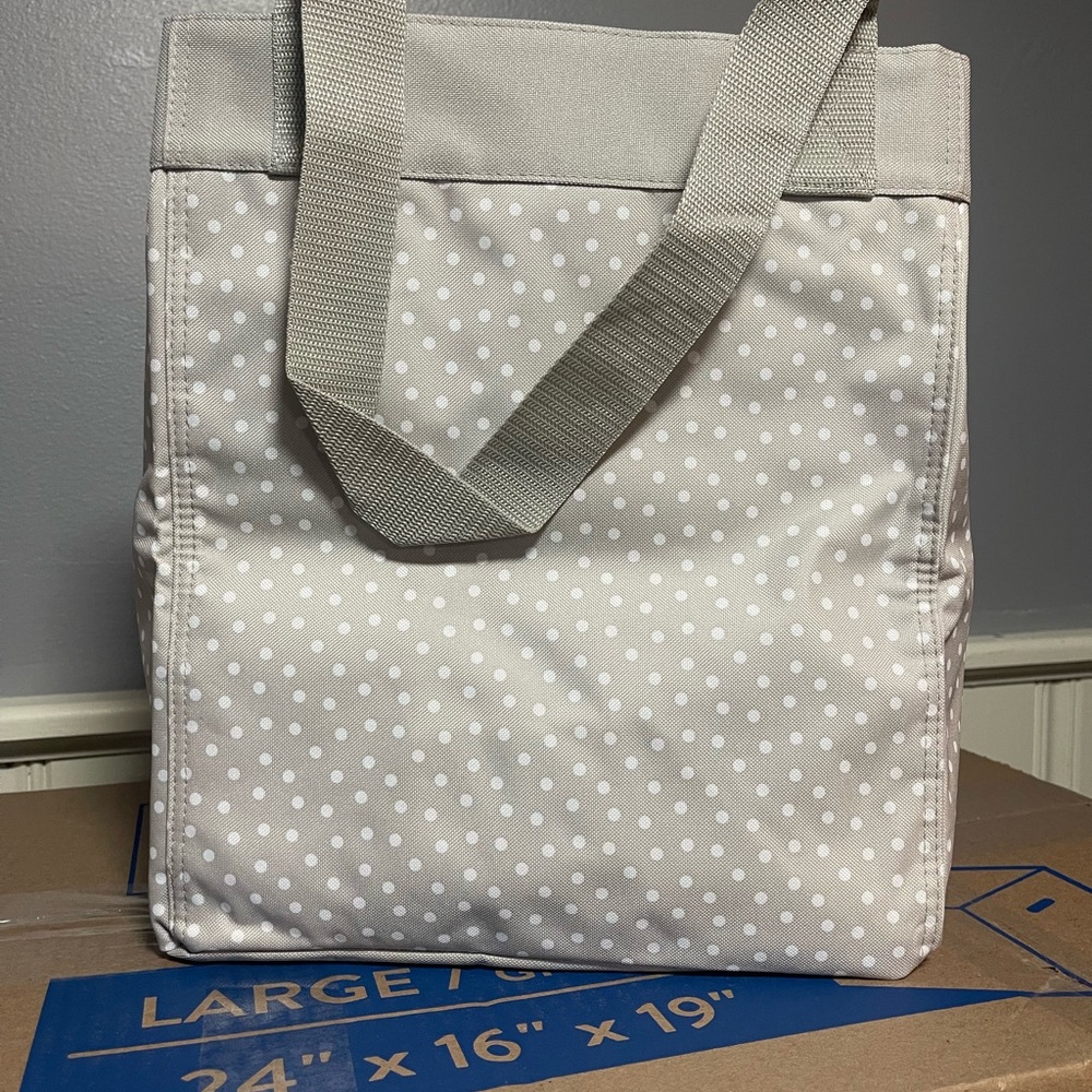 Essential Storage Tote-Taupe Dancing Dots